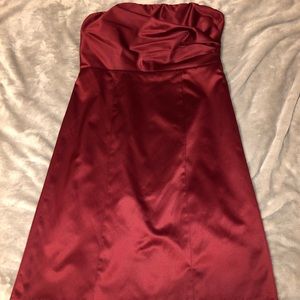 The Limited-Red Satin Strapless Knee Length Dress